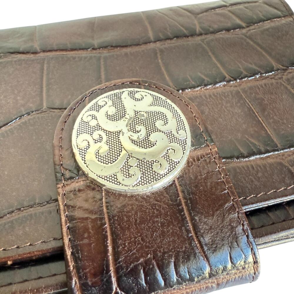 Brighton Croc Embossed Leather Organizer Crossbody Purse